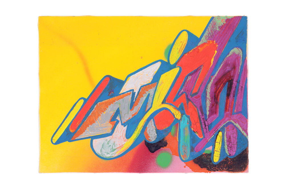 Writing astratto street art del 2006 con volumi semplificati e cromie equilibrate