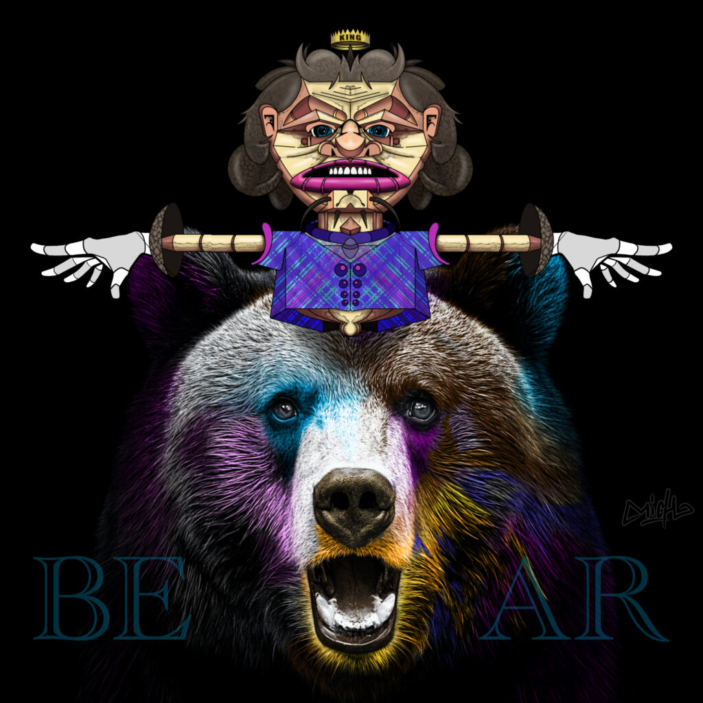 Gennaio 2025, figura simbolica su orso, relazione tra uomo e natura